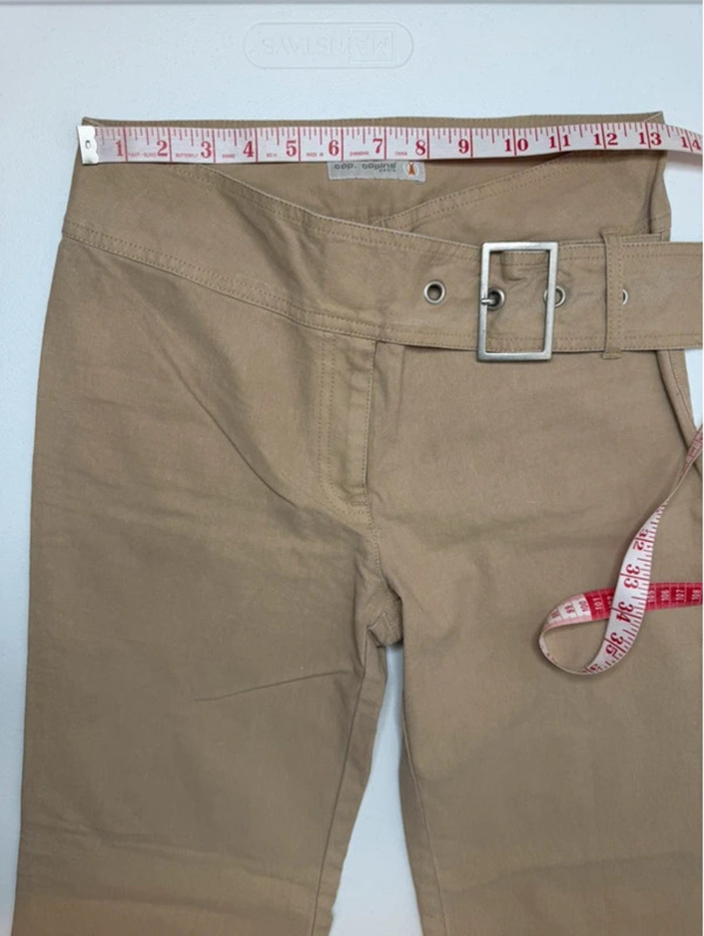 Cop Copine Y2K Sand Low Rise Flare Pants Belted Waist - Picture 4 of 9